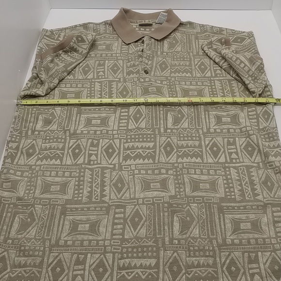 Bugle Boy Co. men's vintage short sleeve polo shirt large browns geometric print - Picture 6 of 12